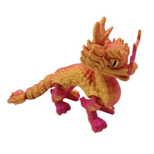 (Red Gold) 3D Printed Kirin Figurine, Movable Toy & Desk Decor