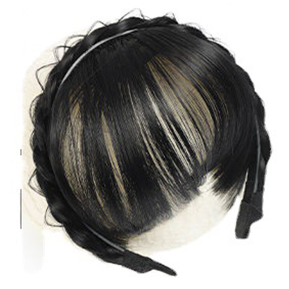 Dachuang Beauty Unisex Black (Natural No Sideburns) 3D French Bangs Wig - Realistic Hairpiece