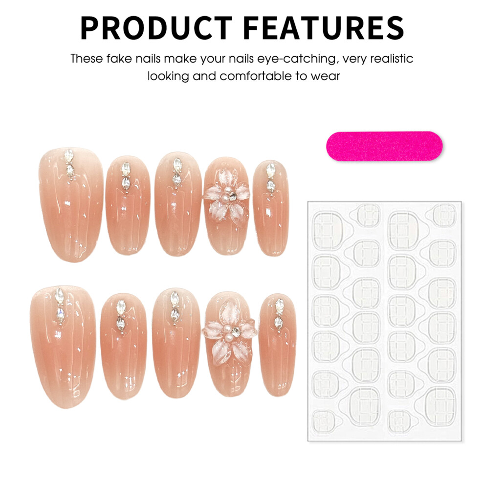 Dachuang Beauty (S) 10Pcs Rhinestone Fake Nails, Odorless & Eco-Friendly