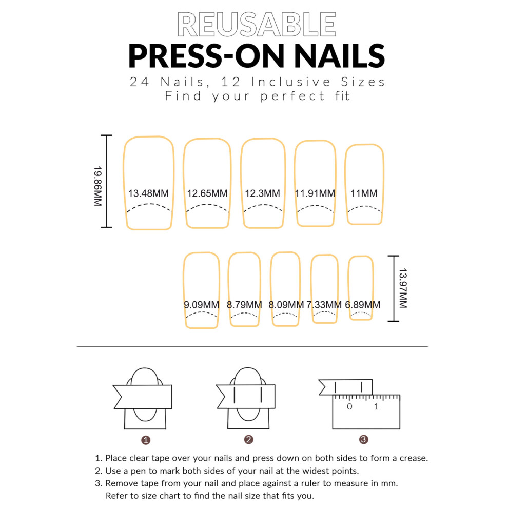 Dachuang Beauty Pink/Yellow French Tip Press On Nails - & Reusable