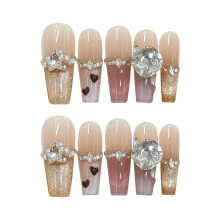 (1546) French Cat Eye Fake Nails - Easy Application