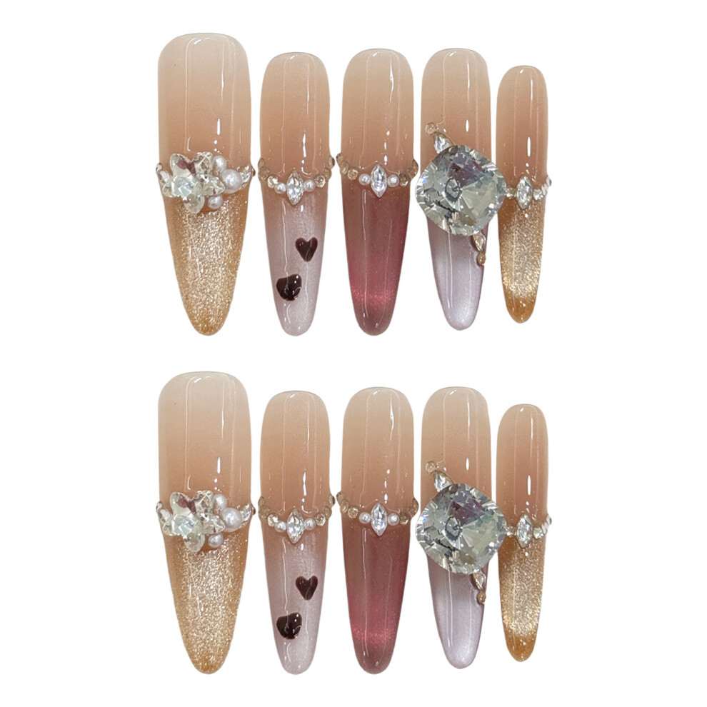 Dachuang Beauty (1576) French Cat Eye Fake Nails - Easy Application