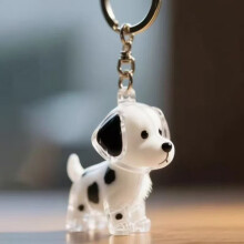 (Black spotted dog) Dog Hair Memorial Keychain - Simple Dog-Shaped Pendant
