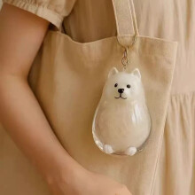 (Little Guy Bo Samoyer) Dog Hair Memorial Keychain - Simple Dog-Shaped Pendant