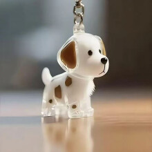 (Yellow spotted dog) Dog Hair Memorial Keychain - Simple Dog-Shaped Pendant