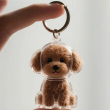 (Teddy puppy) Dog Hair Memorial Keychain - Simple Dog-Shaped Pendant