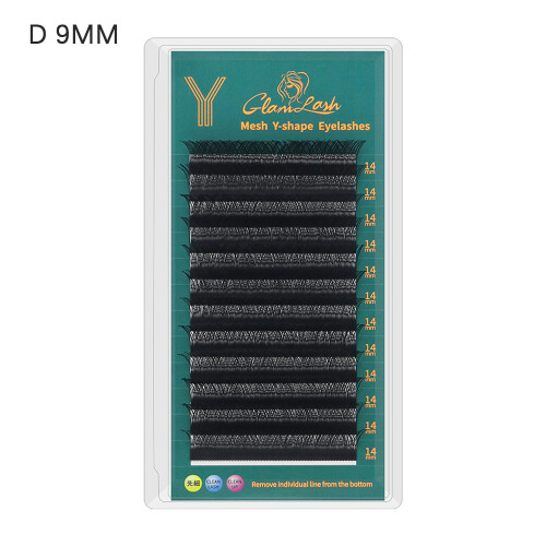 (9mm) Y-Shape Eyelash Extensions 0.07\" 2-Tip