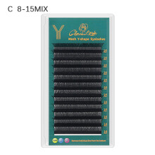 (8-15 Mix) Y-Shape Eyelash Extensions 0.07\" 2-Tip