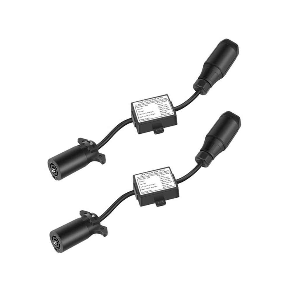 Usa To European Trailer Converter 7 Way Flat Socket (Us Vehicle) To 13-Pin Round Plug (Eu Trailer) Light 6032755259796