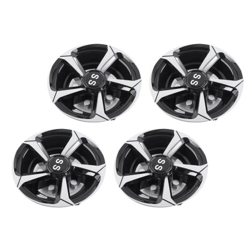 4PCS 8in Golf Cart Hub Cap, Silver/Black