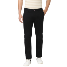 (Black, W38) Peter England Mens Chino Trousers Skinny Fit Casual Stretch Cotton Pants