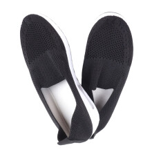 Damen Schwarz gestrickte Slip-On Casual Schuhe, Größe 35, mit dicker Sohle