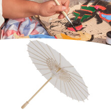 Kinder-Papierregenschirm Weißes Bambus- & Papier 40 cm für DIY-Chinesischer Stil Partydekoration