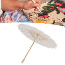 Weiße Kinder Papierschirm 28cm Bambus & Papier Chinesischer Stil DIY Regenschirme Spielzeug
