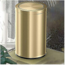 (As show, One size) Schwingdeckel-Badezimmer-Abfalleimer, 9 l, Edelstahl, kleiner Mülleimer mit Geruchskontrolle, Gold