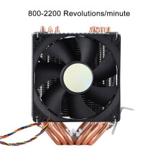 Quiet 4Pin 6 Heatpipe Dual Tower CPU Cooler 800-2200 RPM 22dBA
