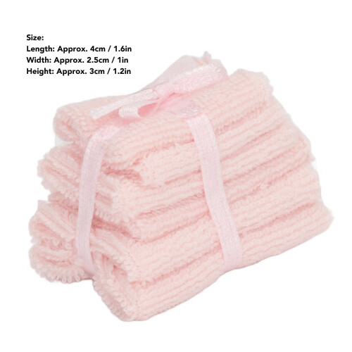 1:12 Scale Miniature Bath Towels Pink, 4x2.5x3 cm 1