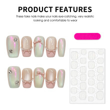 (M) Color Shift French Cat Press On Nails - 10Pcs