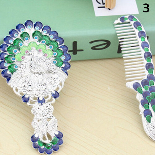 (3) Vintage Peacock Mirror Comb Set - Gift