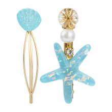 (Blue) Starfish Hair Clips Set - Non-Slip Hair Accessories