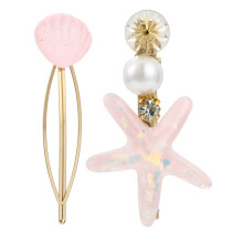(Pink) Starfish Hair Clips Set - Non-Slip Hair Accessories