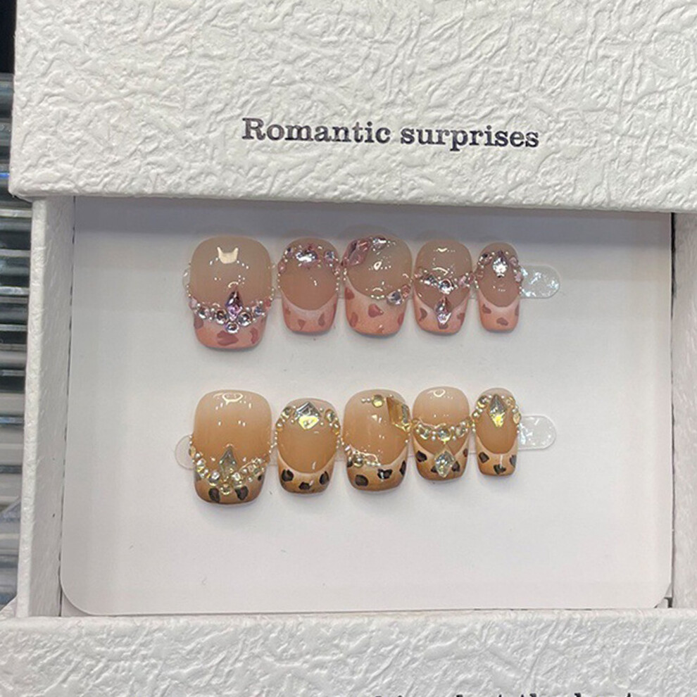 Dachuang Beauty (M) 10Pcs Nude Leopard Fake Nails For Stage