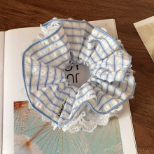 (Blue) Lace Scrunchies for Women & Girls, Party & Daily Use