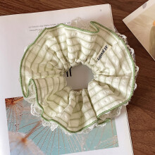 (Green) Lace Scrunchies for Women & Girls, Party & Daily Use