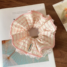 (Pink) Lace Scrunchies for Women & Girls, Party & Daily Use