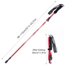 (red) Lightweight Adjustable Trekking Poles for Hiking