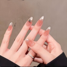 (XS) French Pink Fake Nails with Cat Eyes, Comfortable Manicure