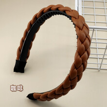 (Coffee) Minimalist Braided Leather Headband, 2.5cm Wide