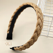 (Khaki) Minimalist Braided Leather Headband, 2.5cm Wide