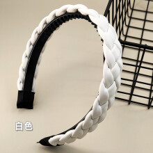 (White) Minimalist Braided Leather Headband, 2.5cm Wide