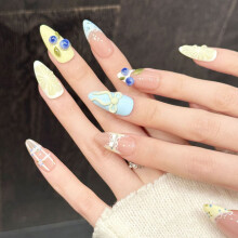 (XS) 10 Ongles Faux Citron Myrtille Femme