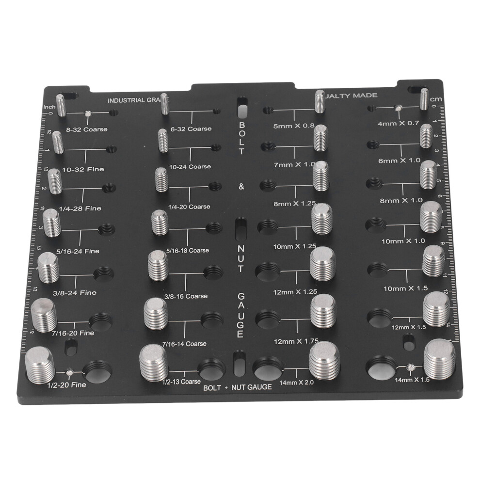 Aluminum Bolt Nut Thread Checker, Metric & American Sizes, 28 Holes 8391388592853