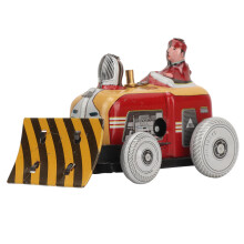 Vintage Iron Small Wind Up Pushdozer Toy Retro Kids Gift Collectible