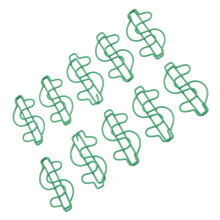 100pcs Green Dollar Shape Metal Paper Clips, Light & Portable Stationery