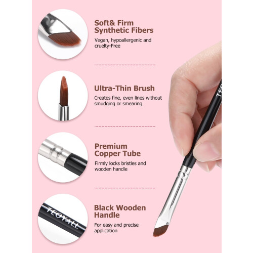 TEOYALL Angled Eyeliner Brushes Set, 3 2