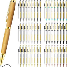 Kit Canetas WoodenTwist 48 Peças, Kit Canetas Finas 7 mm, Conjunto Canetas Twist com Torno Substituição, Faça Você Mesmo, Caneta Cobre, Materiais
