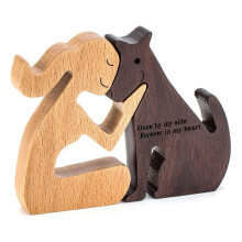 Dog Family Wood Products Household Wood Carving Ornaments Miniature Desktop Decorative Crafts