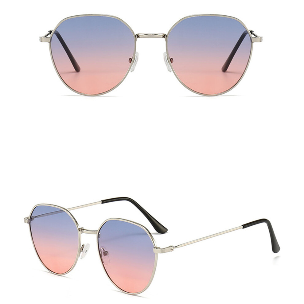 Dachuang Beauty (Gold Framed Blue Tea Slice) Retro Round Light Gradient Sunglasses For Sports & Outdoor