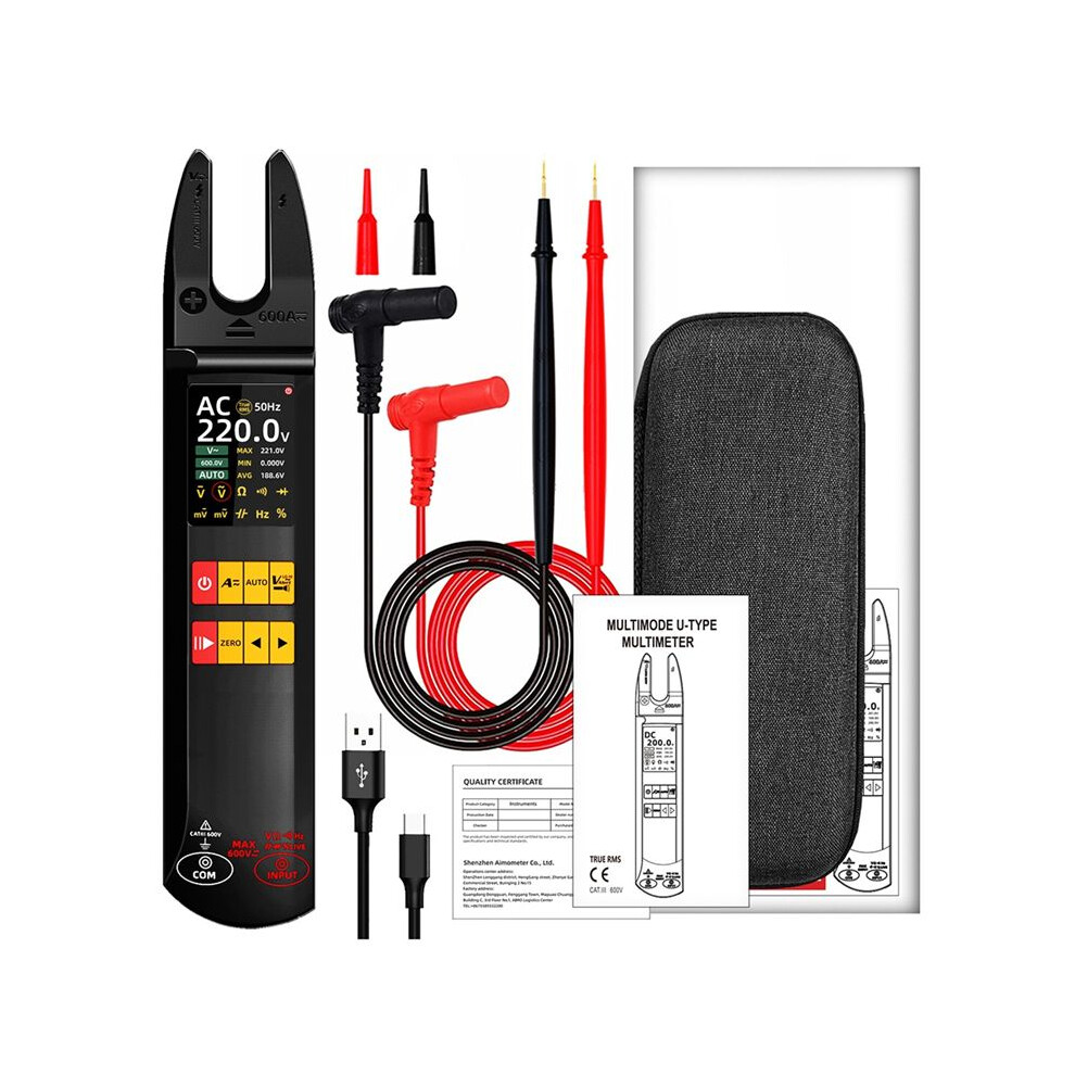 Bside U5 Ac Current Tester 600A U-Shaped Clamp Meter True Rms Auto-Ranging Tft Screen Usb Rechargeable 1200Mah Ncv Multimeter 4712121548670