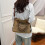 (Brown - black letters) Women\'s Single Shoulder Tote Work Bag 1