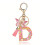 (D) Butterfly Pink Letter Pendant Keychain for Backpack 1