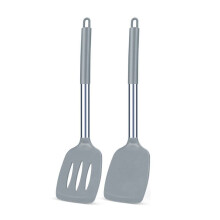 Utensilios de Cocina Resistentes Al Calor, Utensilios de Cocina Ideales para Pescado, Huevos y Panqueques (Gris)