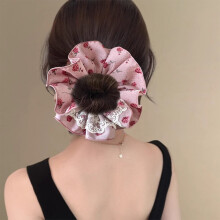 (1) Rose Hair Scrunchies Floral Lace Bands for Women