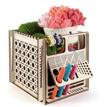 All-in-OneWooden Yarn Bowl Crochet Yarn Storage Knitting Bag Yarn Management Crochet Accessories Gift for Crochet Lovers