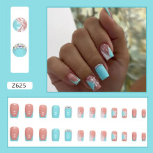 (Jelly Glue Model) French Nail Tips DIY Kit, Milk Salt Puff, Medium Square