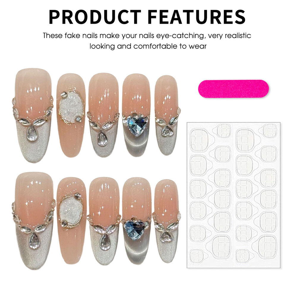 Roc-Electron (Xs) Glitter Orange Silver Press On Nails - 10Pcs